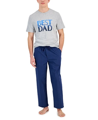 Club Room Men's 2-Pc. Best Dad Graphic T-Shirt & Stripe Pajama Pants Set, Created for Macy's