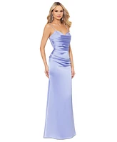 Betsy & Adam Women's Satin Ruched Gown