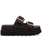 Madden Girl Mythiccal Slip-On Buckled Banded Platform Raffia Sandals