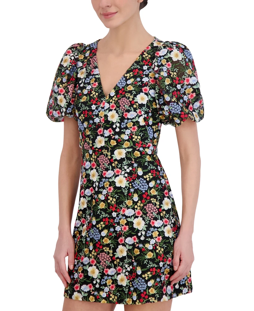 Eliza J Women's Puff-Sleeve Floral Dress