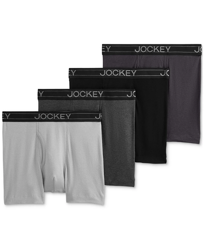 Jockey Men's Lightweight Cotton Blend 5" Boxer Briefs, Pack of 4