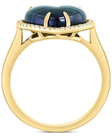 Effy Malachite & Diamond (1/6 ct. t.w.) Heart Halo Ring in 14k Gold