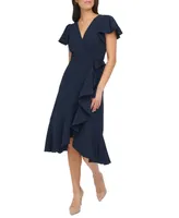 Tommy Hilfiger Women's Flutter-Sleeve Ruffle-Hem Dress