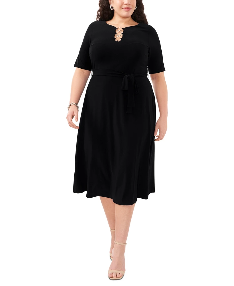 Msk Plus Size Tie-Waist Hardware A-Line Dress