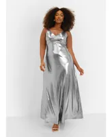 Rebdolls Women's Plus Size Cicely Liquid Metallic Maxi Slip Dress