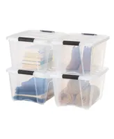 Iris Usa Qt Stackable Plastic Storage Bins with Lids, Pack - Bpa-Free