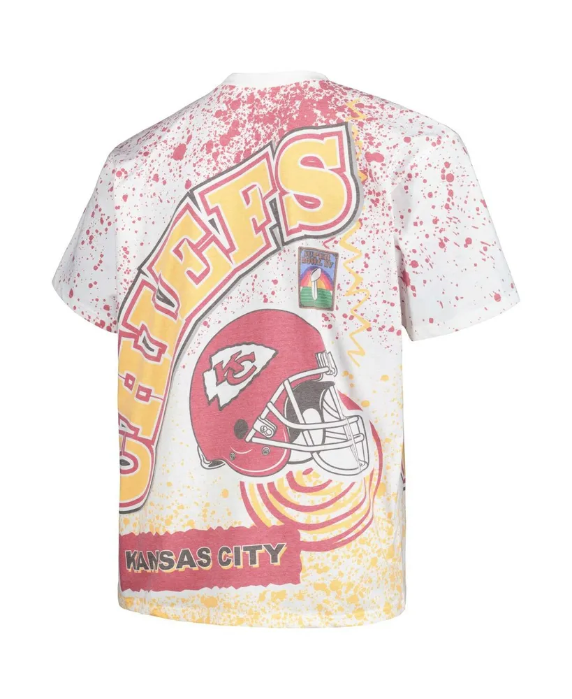 Men's Mitchell & Ness White Kansas City Chiefs Big and Tall Allover Print T-shirt