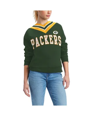 Women's Tommy Hilfiger Green Bay Packers Heidi V-Neck Pullover Sweatshirt