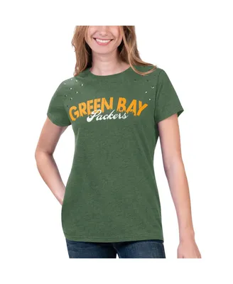 Women's G-iii 4Her by Carl Banks Heathered Green Green Bay Packers Main Game T-shirt