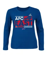 Women's Fanatics Royal Buffalo Bills 2023 Afc East Division Champions Plus Conquer Long Sleeve Crew Neck T-shirt