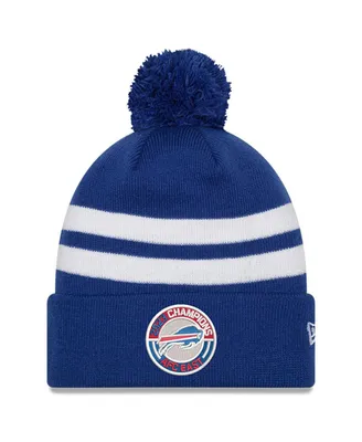 Men's New Era Royal Buffalo Bills 2023 Afc East Division Champions Cuffed Knit Hat with Pom