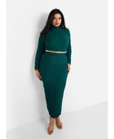 Rebdolls Women's Libra Popcorn Smocking Maxi Bodycon Skirt