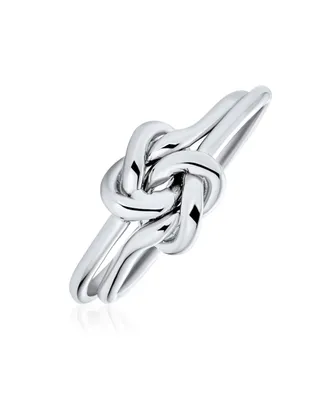 Simple Double Band Best Friends Unity Forever Irish Celtic Love Knot Friendship Infinity Ring For Women Teen .925 Sterling Silver