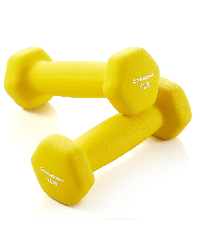 Philosophy Gym Neoprene Dumbbell Hexagon Hand Weights, 1 lb Pair - 2 lb Total