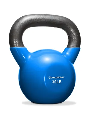 Philosophy Gym Vinyl Coated Cast Iron Kettle bell Weight 30 lbs - Blue