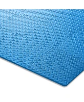 Philosophy Gym Pack of 36 Exercise Flooring Mats - 12 x 12 Inch Foam Rubber Interlocking Puzzle Floor Tiles - Blue