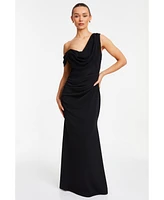 Quiz Women's Chiffon & Scuba Crepe Cowl Neck Maxi Dress