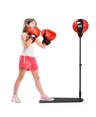 Kids Punching Bag w/Adjustable Stand Boxing Gloves Boxing Set
