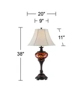 Liam Traditional Style Table Lamp 38" Tall Warm Florentine Bronze Metal Urn Tortoise Shell Glass Bell Shade Decor for Living Room Bedroom House Bedsid