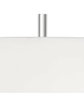Cadence Modern Art Deco Style Column Table Lamp 30" Tall Chrome Silver Linear Clear Glass Rod White Drum Shade Decor for Living Room Bedroom House Bed