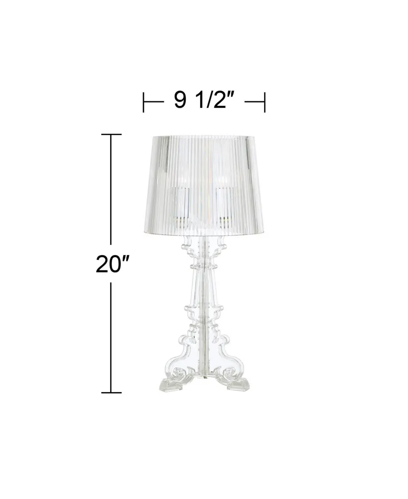 Baroque Antique Victorian Style Accent Table Lamp Decor 20" High Clear Acrylic See Through Base Tapered Drum Shade for Living Room Bedroom House Bedsi