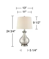 Albert Modern Table Lamp 24 3/4" High Mercury Glass Silver Gourd Oatmeal Tapered Drum Shade Decor for Bedroom Living Room House Home Bedside Nightstan