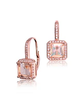 Genevive Sterling Silver Cubic Zirconia Square Cushion Drop Earrings