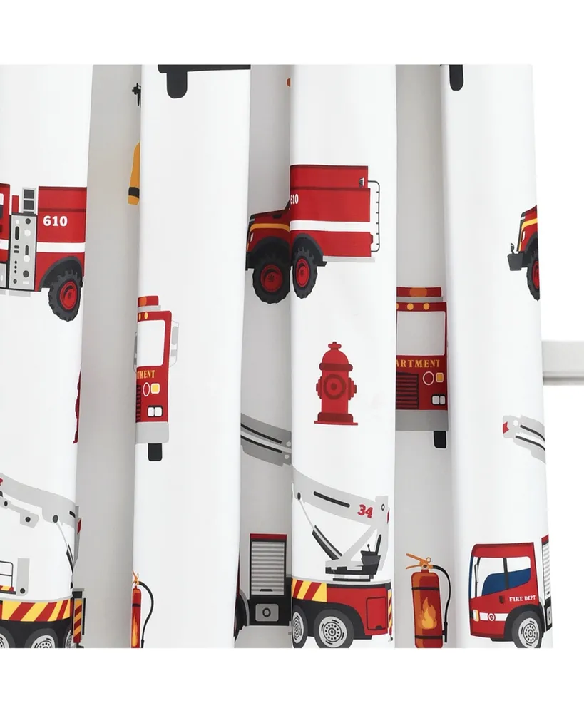 Fire Truck Window Curtain Panels Red/White 52X63 Set