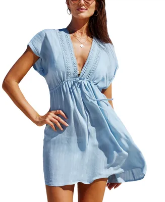 Women's Plunging Mini Cover-Up Dress