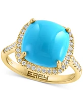 Effy Turquoise & Diamond (1/4 ct. t.w.) Halo Ring in 14k Gold