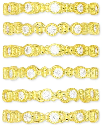 6-Pc. Set Cubic Zirconia Stack Rings 14k Gold-Plated Sterling Silver