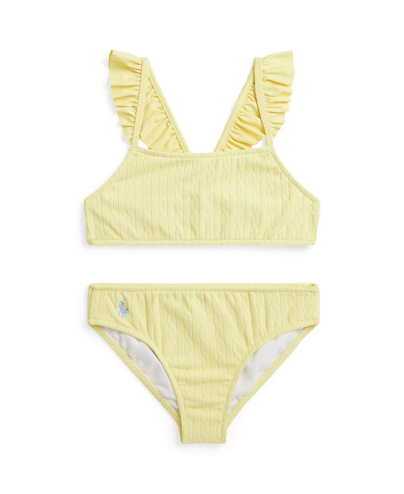 Polo Ralph Lauren Toddler and Little Girls Cable-Knit Ruffled Two-Piece Swimsuit