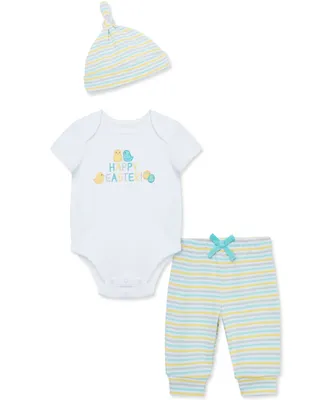 Little Me Baby Boys and Baby Girls Easter Bodysuit, Pants, and Hat Set