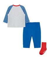 Little Me Baby Boys Baseball T-shirt, Jogger Pants and Socks, 3 Piece Set