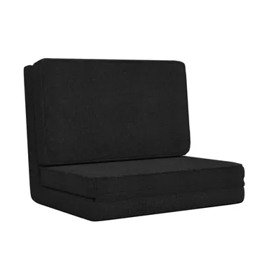Folding Floor Chair Black Fabric
