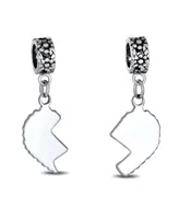 Engrave Mother Daughter Puzzle 2 Piece Split Heart Sisters Bead Charm For Mom .925 Sterling Silver Fit European Bracelet