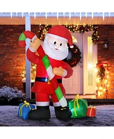 Homcom 72" Christmas Inflatables Santa Claus with Candy Cane for Yard - Multi