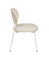 Tov Furniture 2 Pc. Cream Leather Stackable Dining Chair with Cream Legs