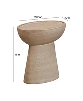 Tov Furniture 1 Pc. Textured Faux Terrazzo Travertine Indoor, Outdoor Side Table