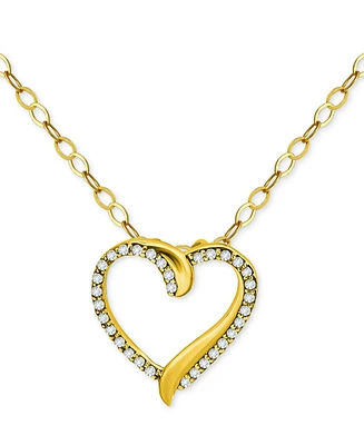 Giani Bernini Cubic Zirconia Open Heart Pendant Necklace in Gold over Silver, 16" + 2" extender, Created for Macy's