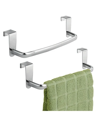 mDesign Steel Metal Over Cabinet Towel Storage Organizer Bar, 2 Pack, Chrome