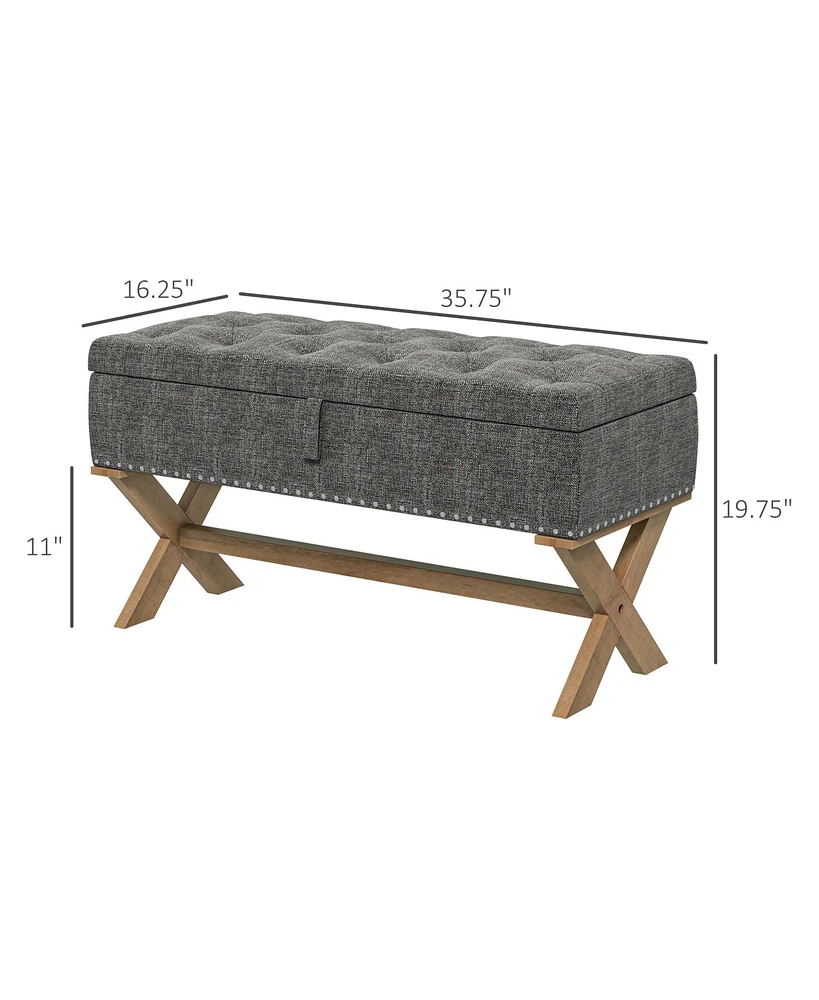 Homcom End of Bed Bench with Button Tufted Design, Wood Legs