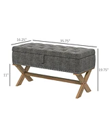 Homcom End of Bed Bench with Button Tufted Design, Wood Legs