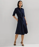 Lauren Ralph Petite 100% Linen Fit & Flare Shirtdress