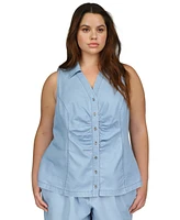 Michael Kors Plus Sleeveless Button-Front Top