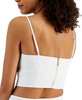 Tahari Asl Women's Square Neck Sleeveless Crop Top