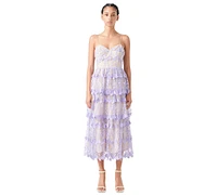 endless rose Women's Crochet Tiered Midi Dress