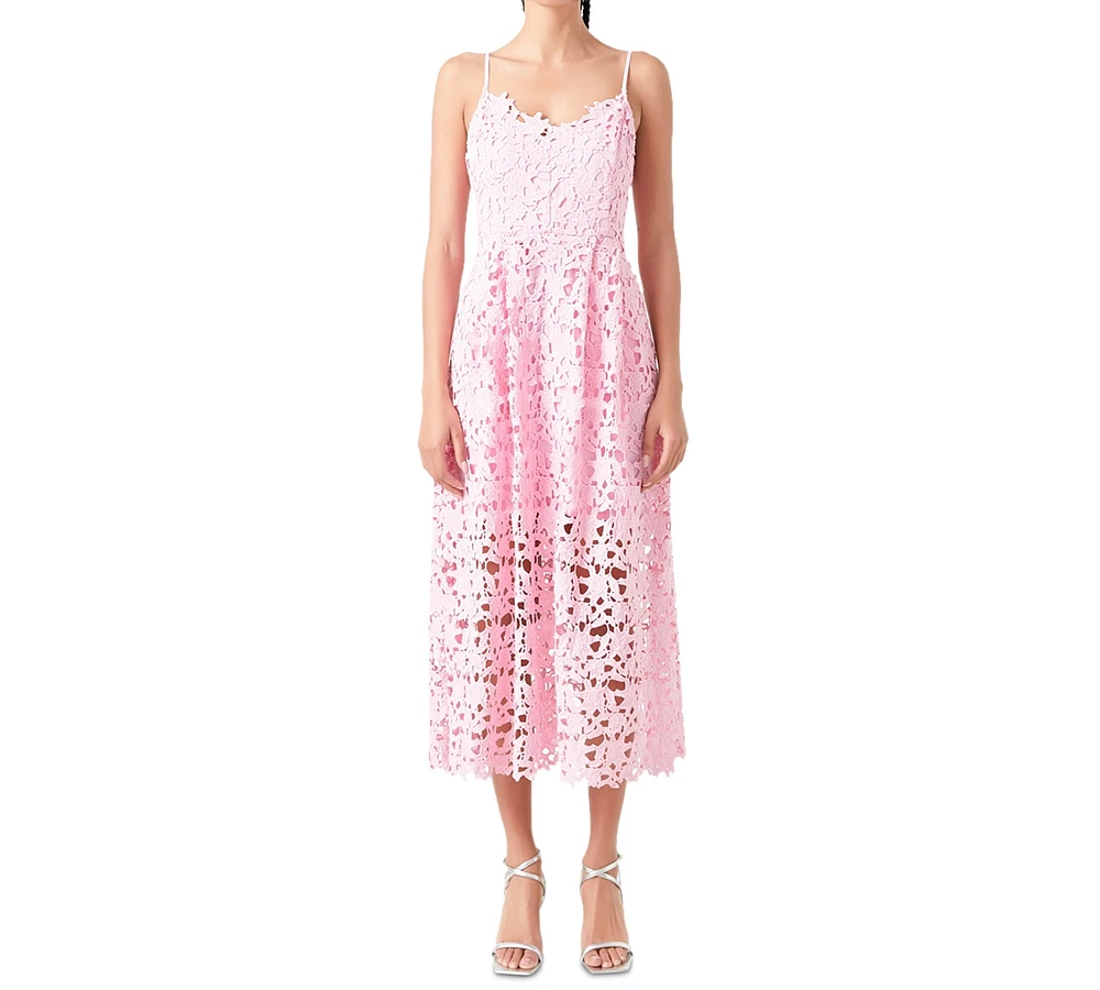 endless rose Women's Lace Cami Midi Dress