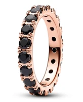 Pandora 14K Rose Gold-Plated Timeless Black Sparkling Row Eternity Ring