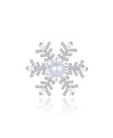 Pave and Freshwater Pearl Snowflake Multi Way Brooch Pendant